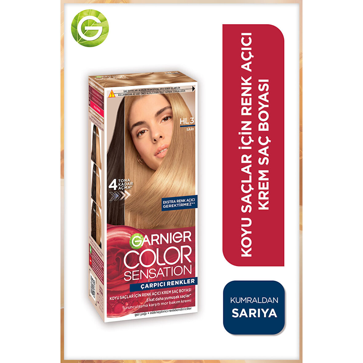 Garnier Çarpıcı Renkler HL3 Koyu Saçlar için Sarı Saç Açıcı Krem Saç Boyası