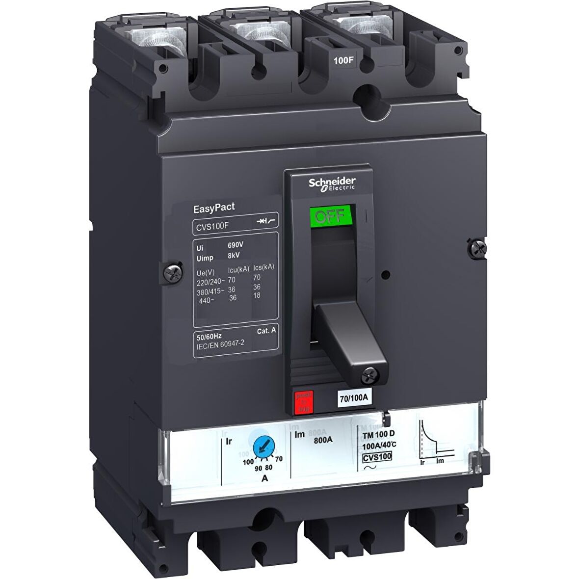 Schneider  Easy Pact Cvs 3 Kutup 380v Ac 36ka Devre Kesici Kompak Şalter TMŞ 45-63 Amper, 36 Ka  LV510335