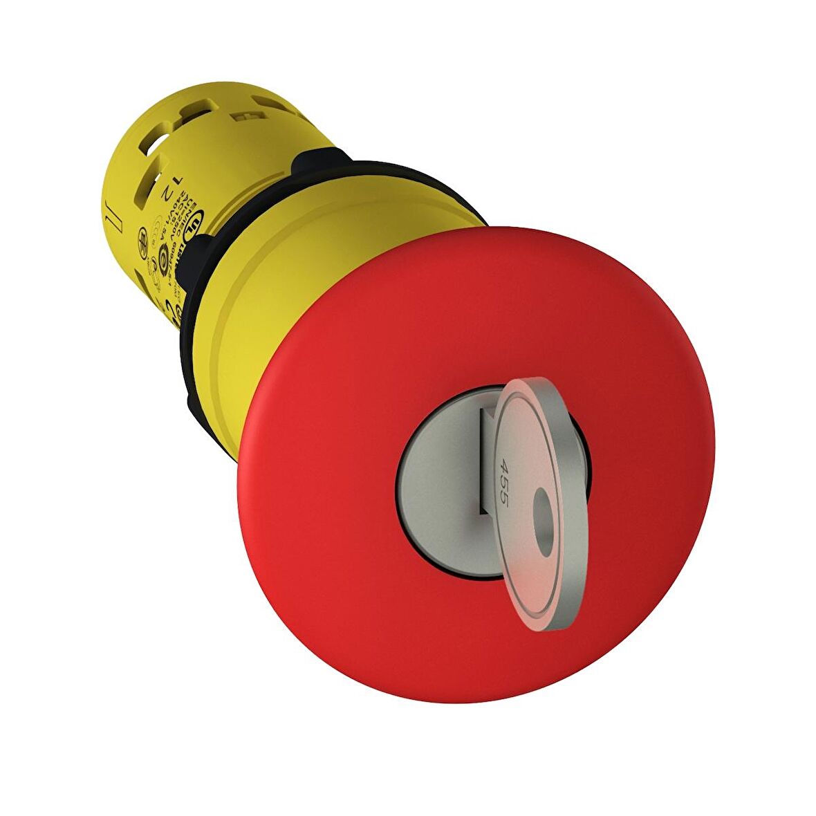 XB7NS9445, Acil durdurma Ø 22 - kırmızı mantar Ø 40mm - anahtarla bırakılan - 1 NA + 1 NK