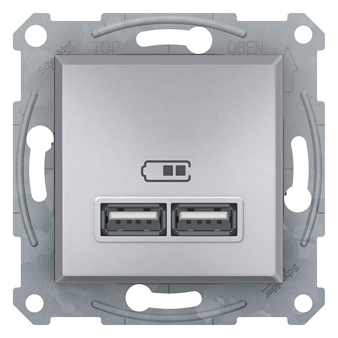 Schneider Asfora Plus Alüminyum USB Şarj Prizi 2.1A Type A Çerçevesiz - EPH2700261
