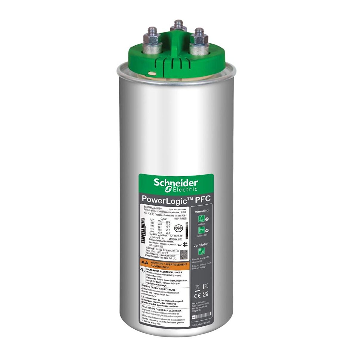 Schneider,CAN CAPACITOR HD 3PH 57.1KVAR 440V 50HZ,BLRCH571A000B44