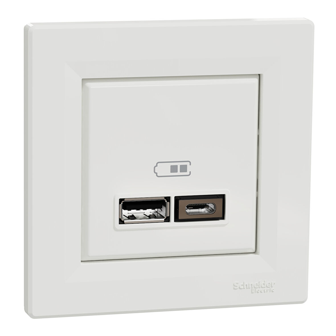 Schneider Electric EPH2700321 Asfora Beyaz İkili USB Prizi 2.4A Type A+C