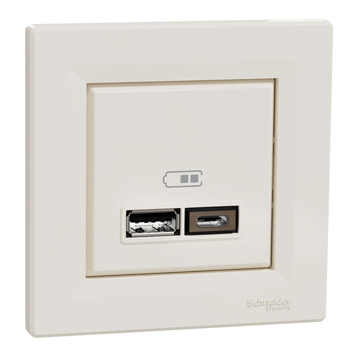 Schneider Electric EPH2700323 Asfora Krem USB Prizi İkili 2.4A Type A+C