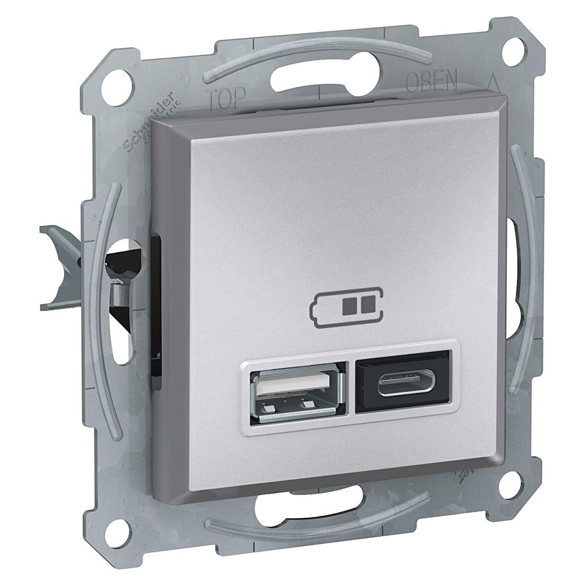 Schneider Asfora Plus Alüminyum USB Şarj Prizi 2.4A Type A+C Çerçevesiz - EPH2700361