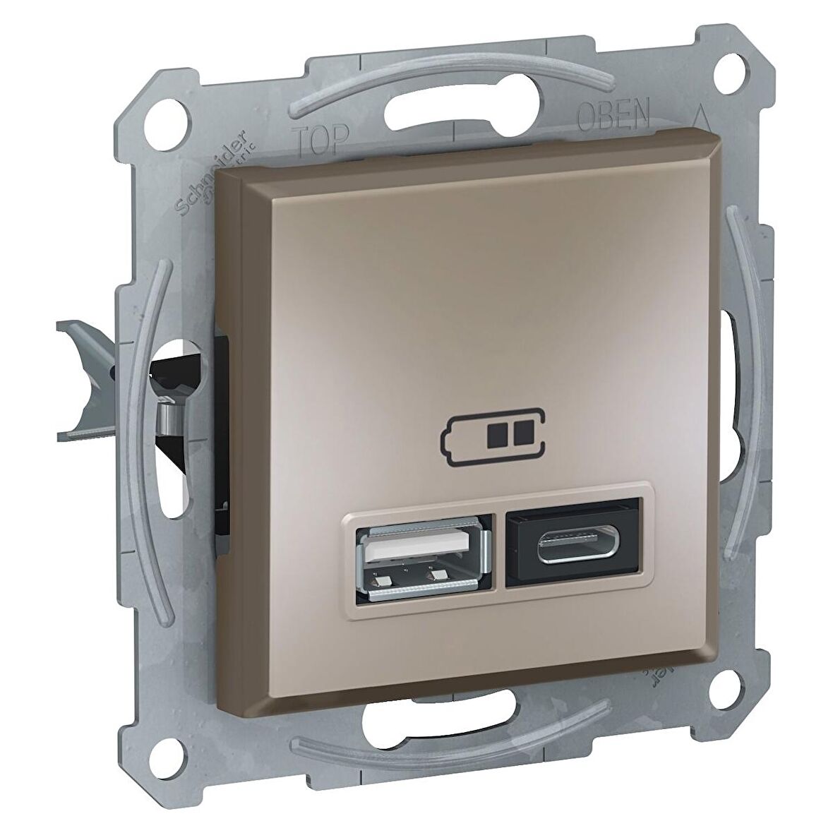 Schneider Asfora Plus Bronz USB Şarj Prizi 2.4A Type A+C Çerçevesiz - EPH2700369