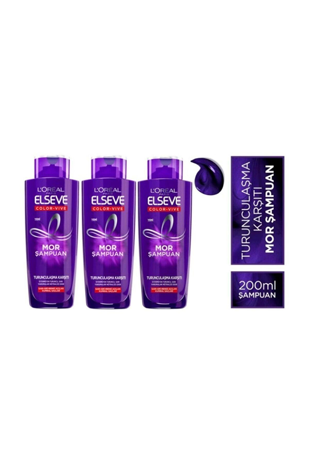 L'oréal Paris  Turunculaşma Karşıtı Mor Şampuan 200ml X 3