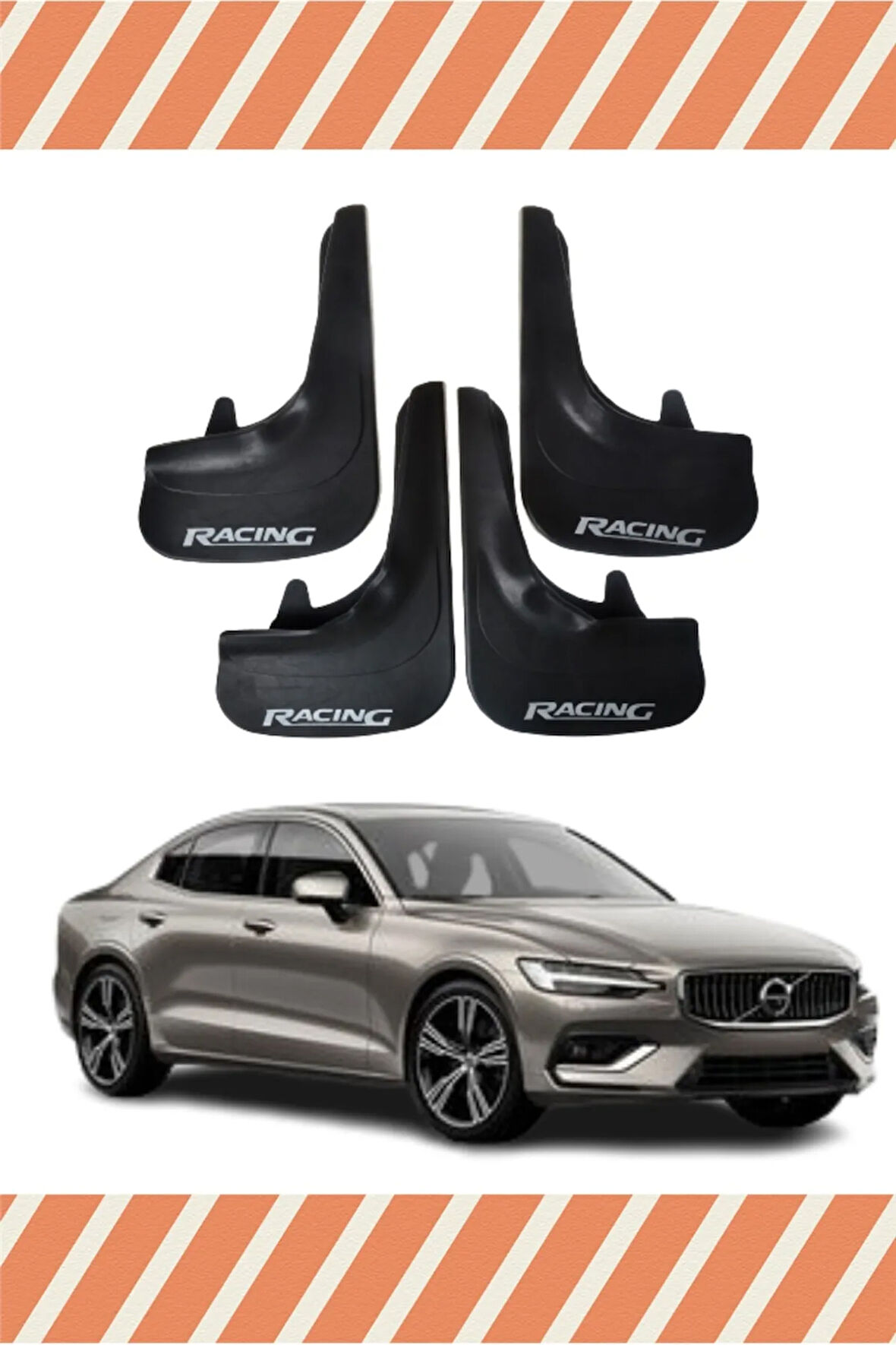 Volvo S60 Racing yazılı 4’lü tozluk çamurluk paçalık şık ve dayanıklı