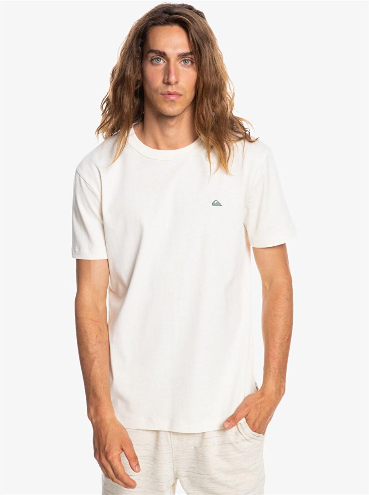 Quiksilver Bisiklet Yaka Baskılı Beyaz Erkek T-Shirt EQYKT04092 ESSENTIALS SS