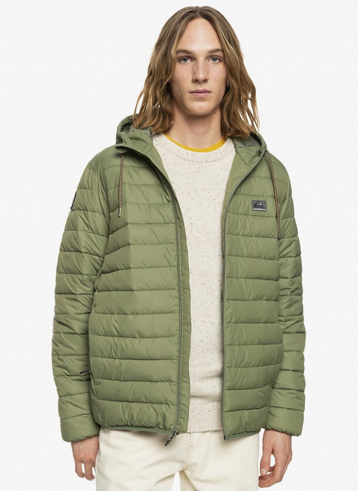 Quiksilver Yeşil Erkek Kapüşonlu Kısa Şişme Mont SCALY HOOD