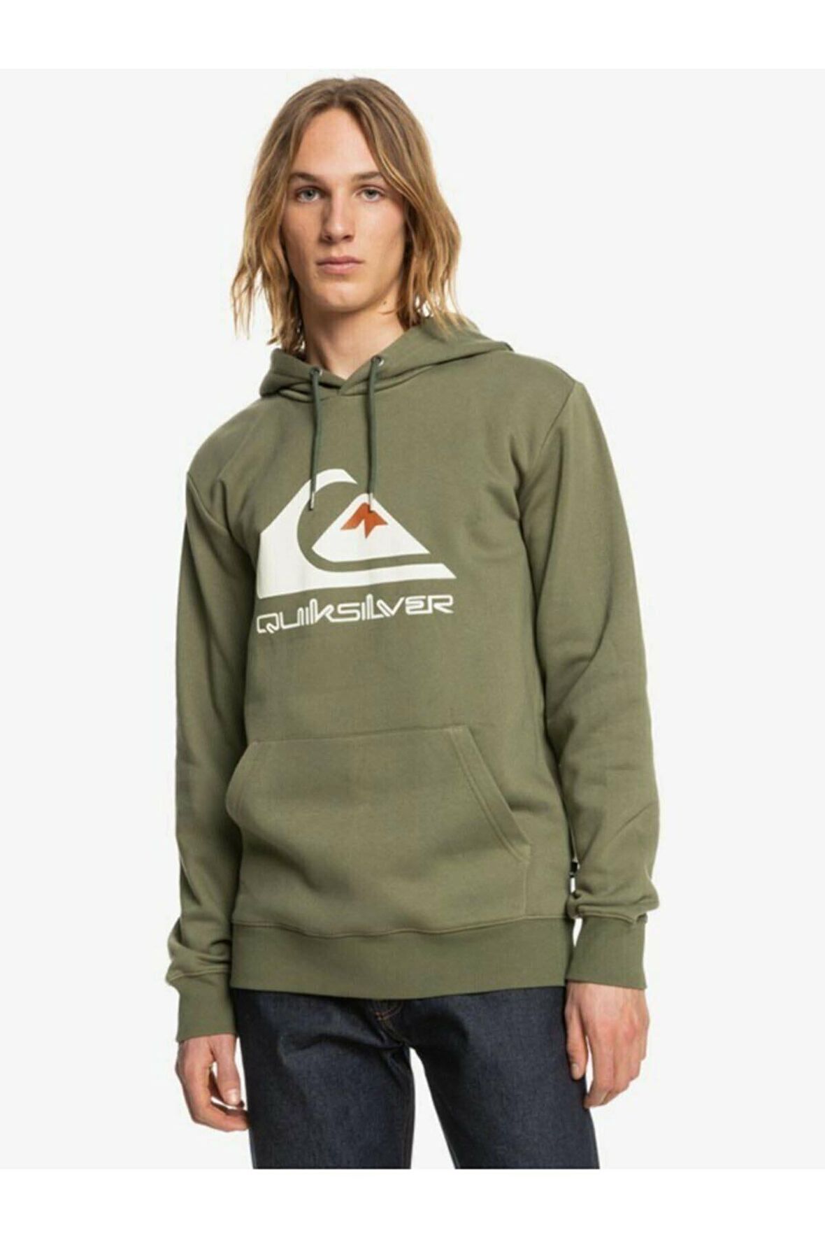 Quiksilver Yeşil Erkek Kapüşonlu Baskılı Sweatshirt EQYFT04450 BIG LOGO HOOD