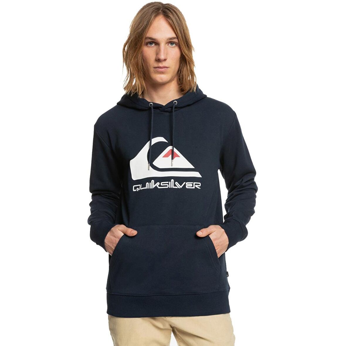 Quiksilver Lacivert Erkek Kapüşonlu Baskılı Sweatshirt EQYFT04450 BIG LOGO HOOD