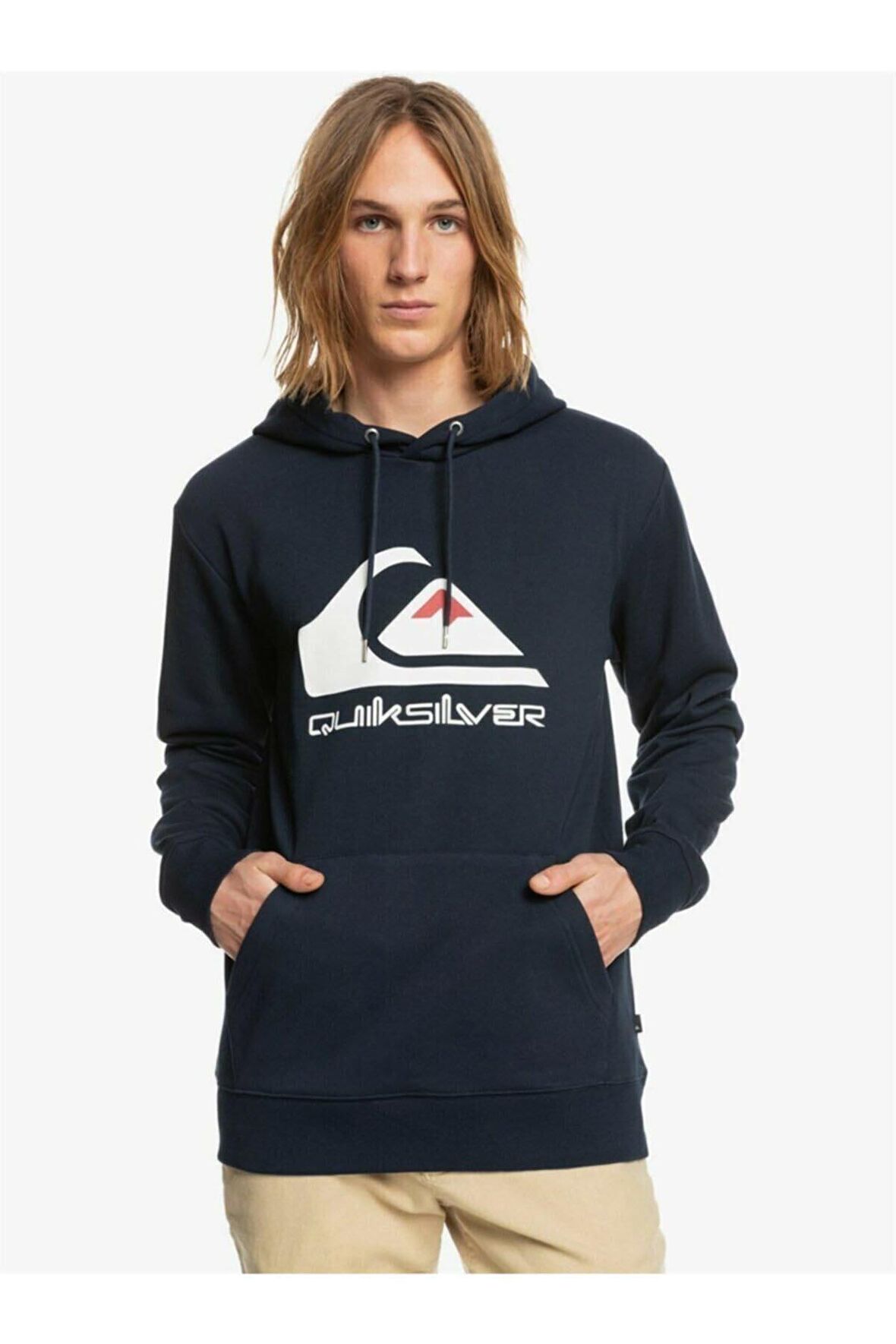 Quiksilver Lacivert Erkek Kapüşonlu Baskılı Sweatshirt EQYFT04450 BIG LOGO HOOD