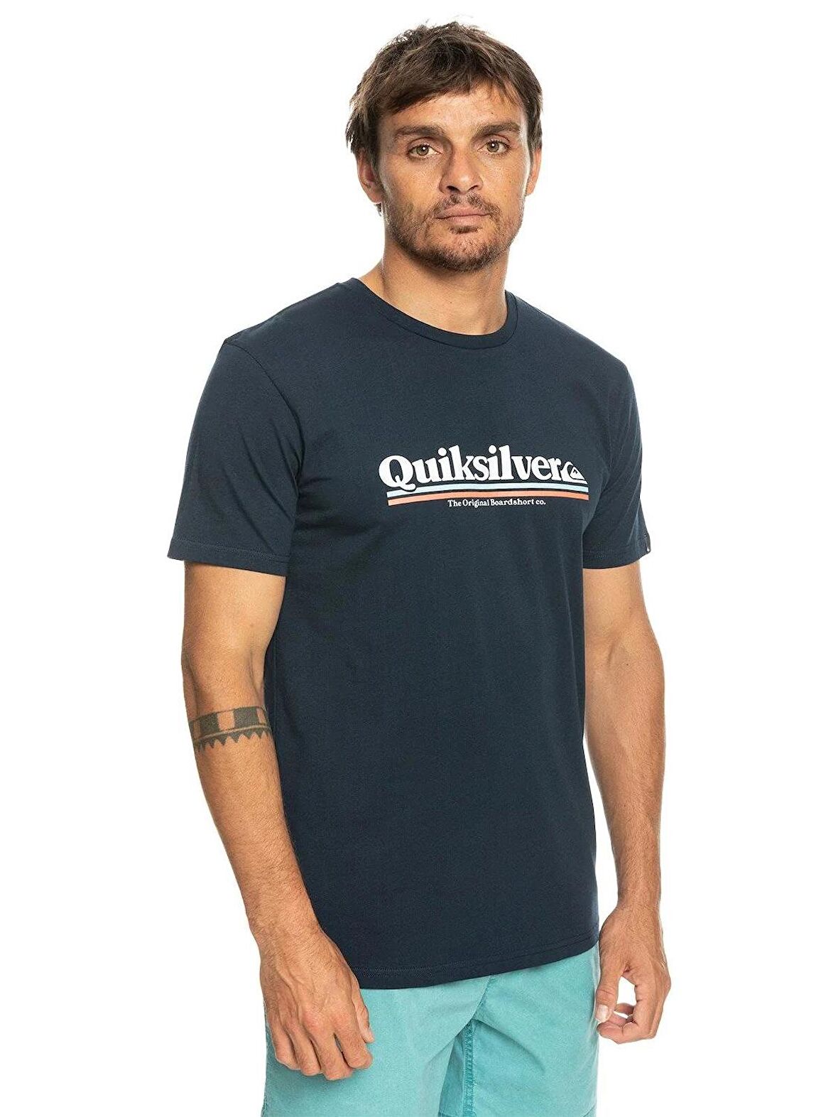 Quiksilver Bisiklet Yaka Lacivert Erkek T-Shirt EQYZT07216 BETWEENTHELINES M TEES