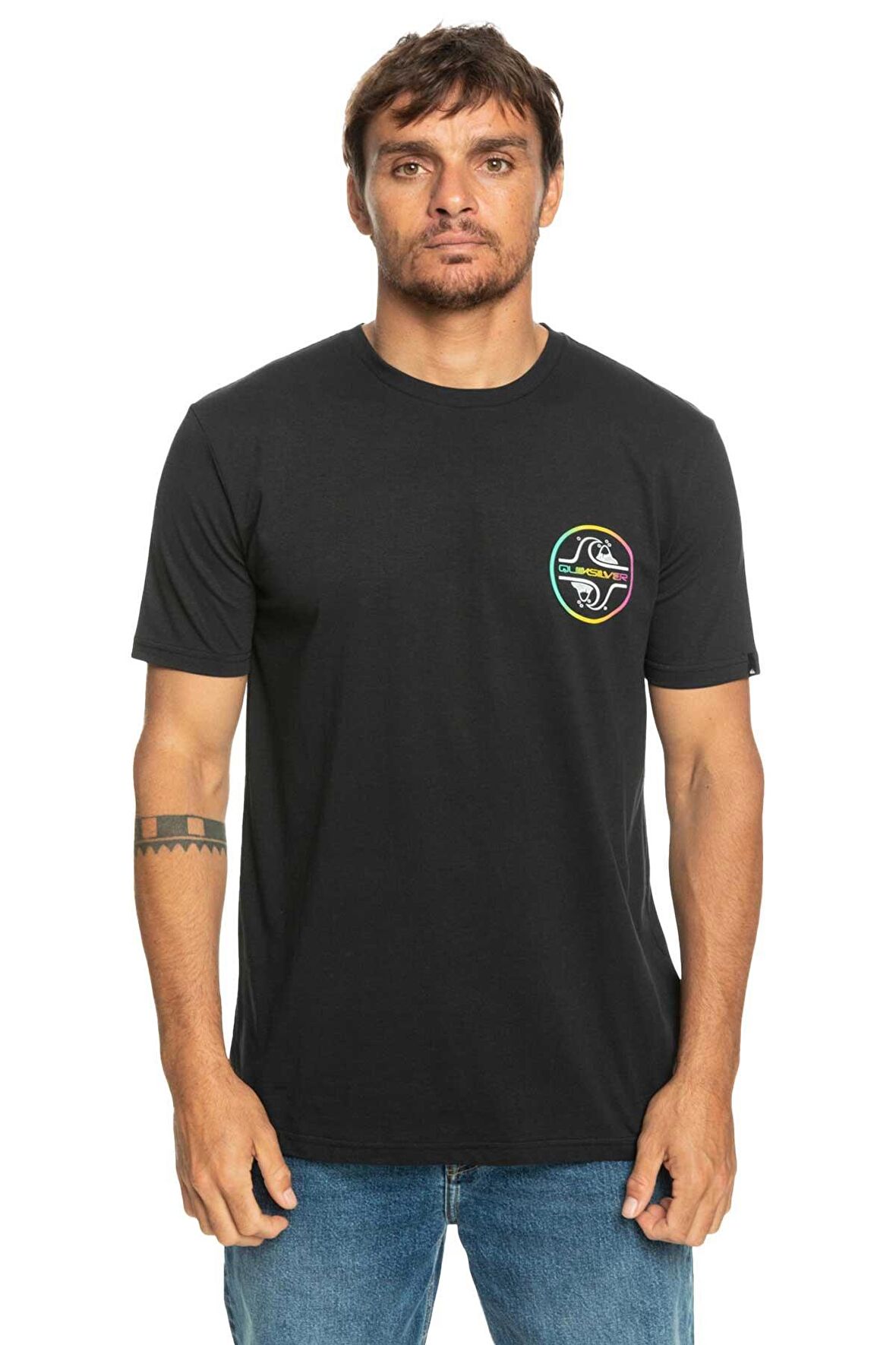 Quiksilver Bisiklet Yaka Siyah Erkek T-Shirt EQYZT07232 COREBUBBLE M TEES