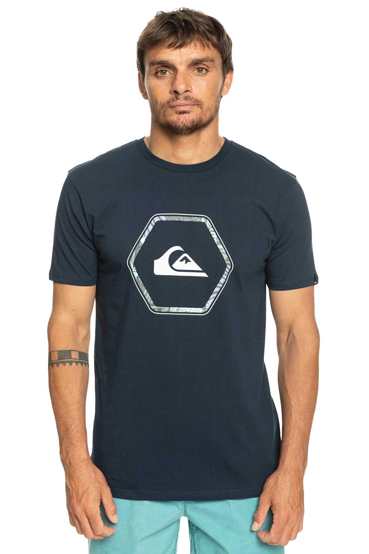 Quiksilver Bisiklet Yaka Lacivert Erkek T-Shirt EQYZT07227 INSHAPES M TEES