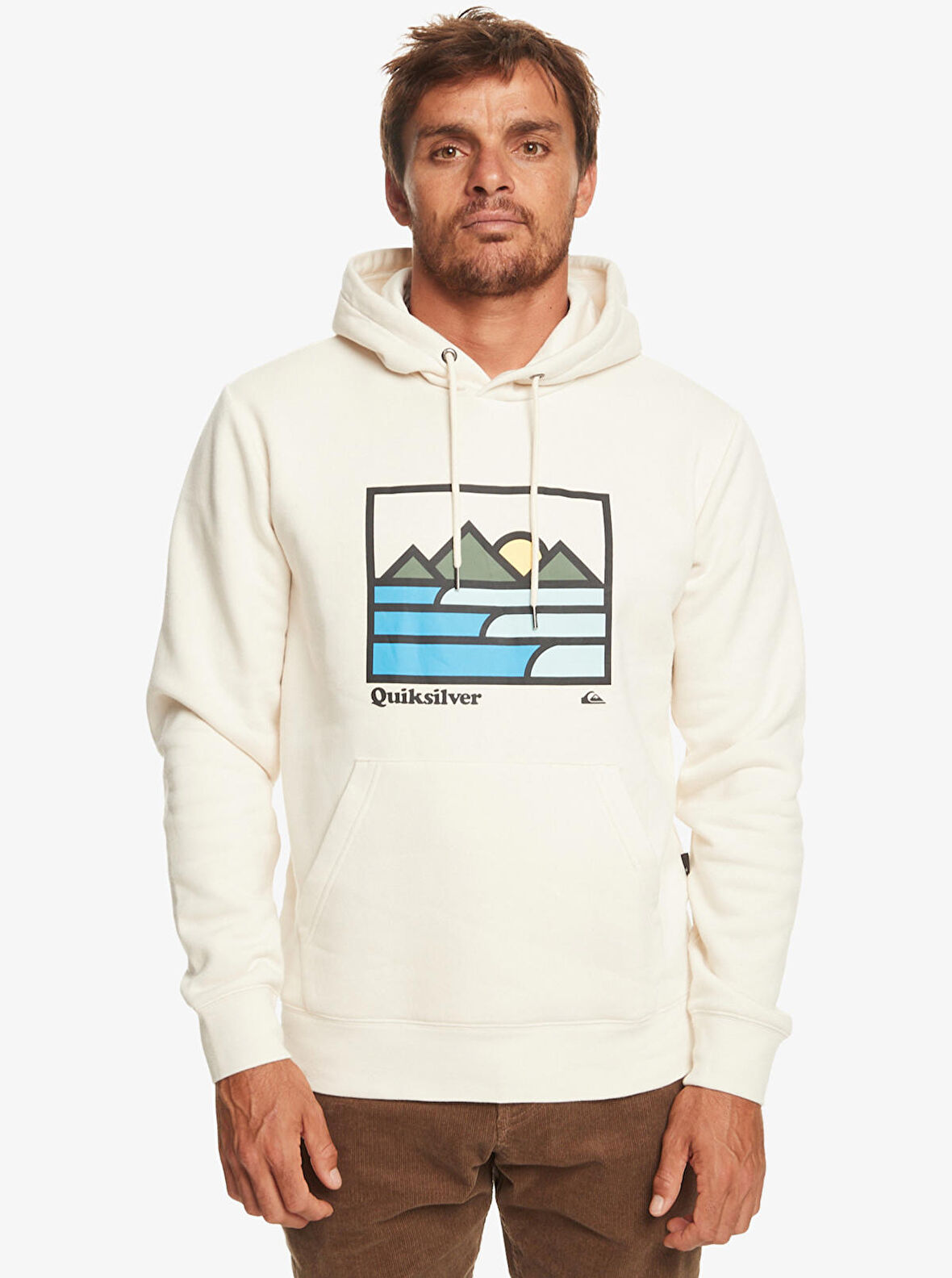 Quiksilver LANDSCAPE LINES HOODIE Bej Erkek Sweatshirt