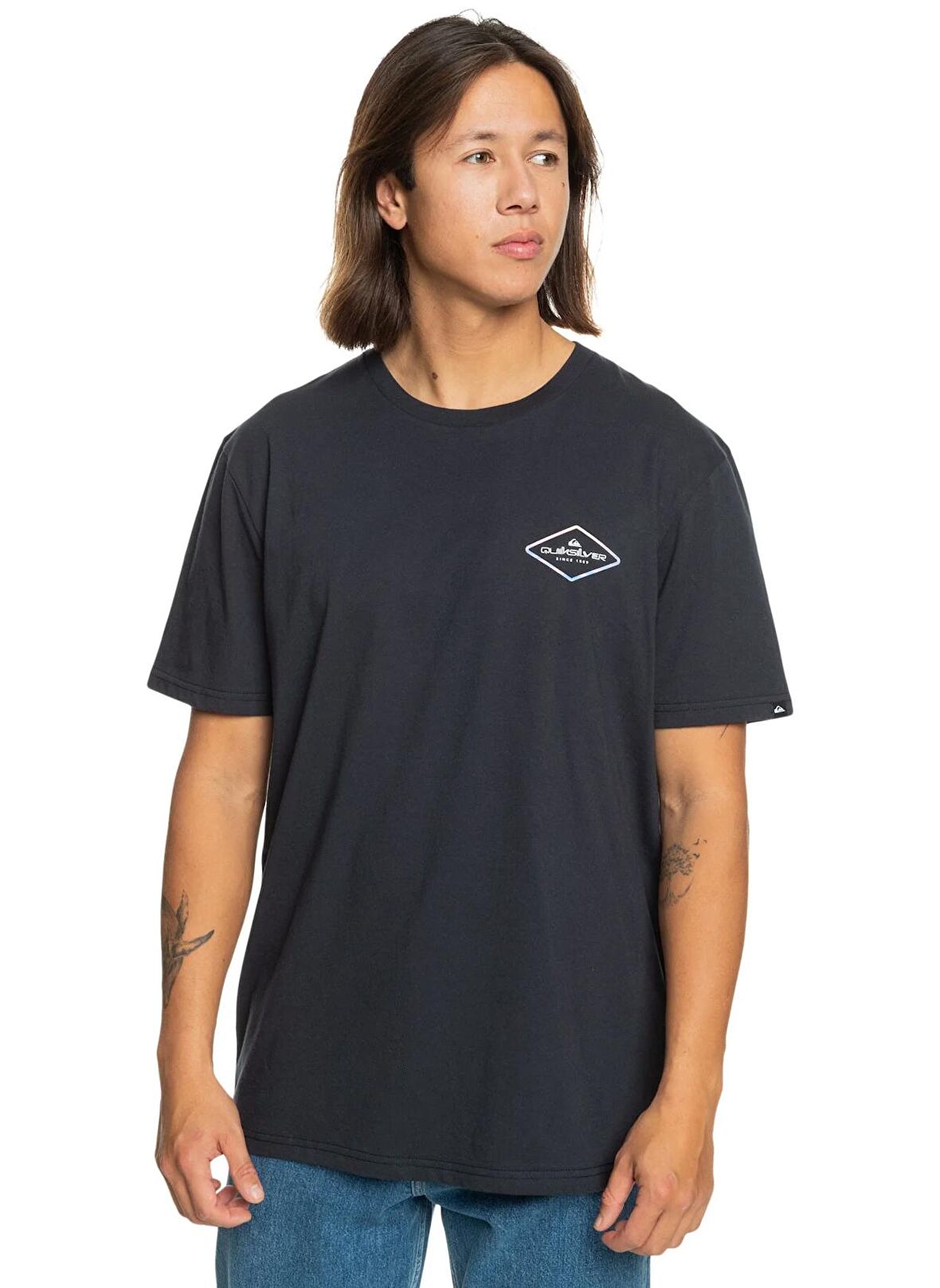 Quiksilver Siyah Erkek O Yaka  Standart Fit Baskılı T-Shirt EQYZT07667_OMNI LOCK