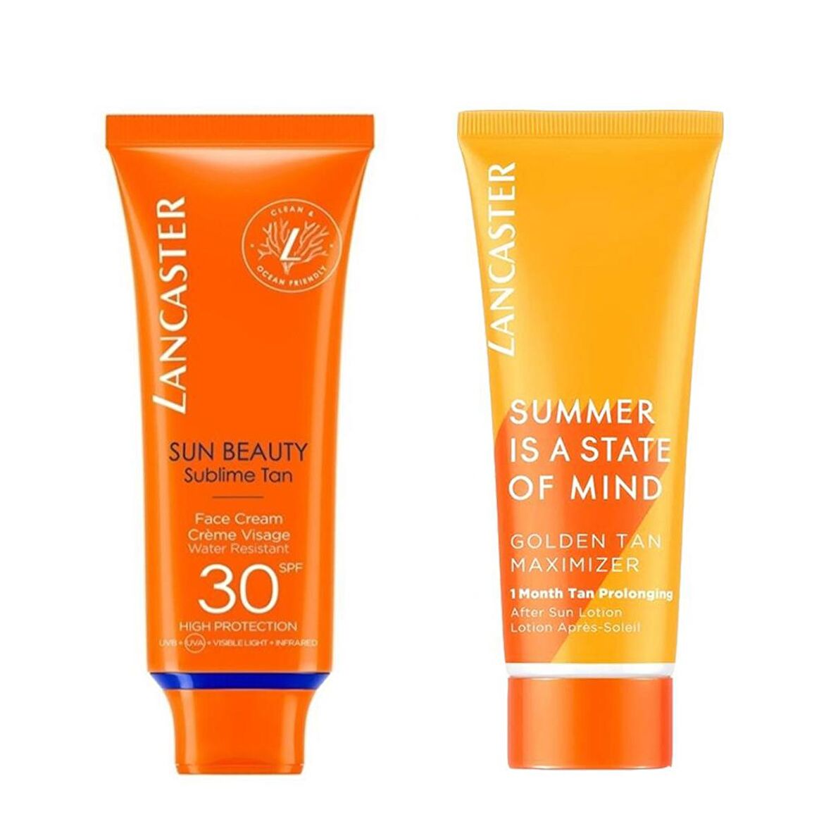 Lancaster Golden Güneş Sonrası Losyon 75ML+SPF30 Güneş Koruyucu Yüz Kremi 50ML 2li Set