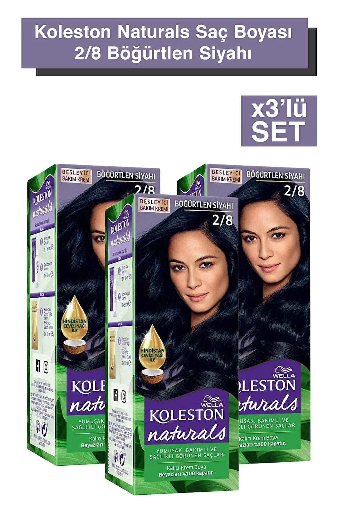 Koleston Naturals Saç Boyası 2/8 Böğürtlen Siyahı X3'lü set