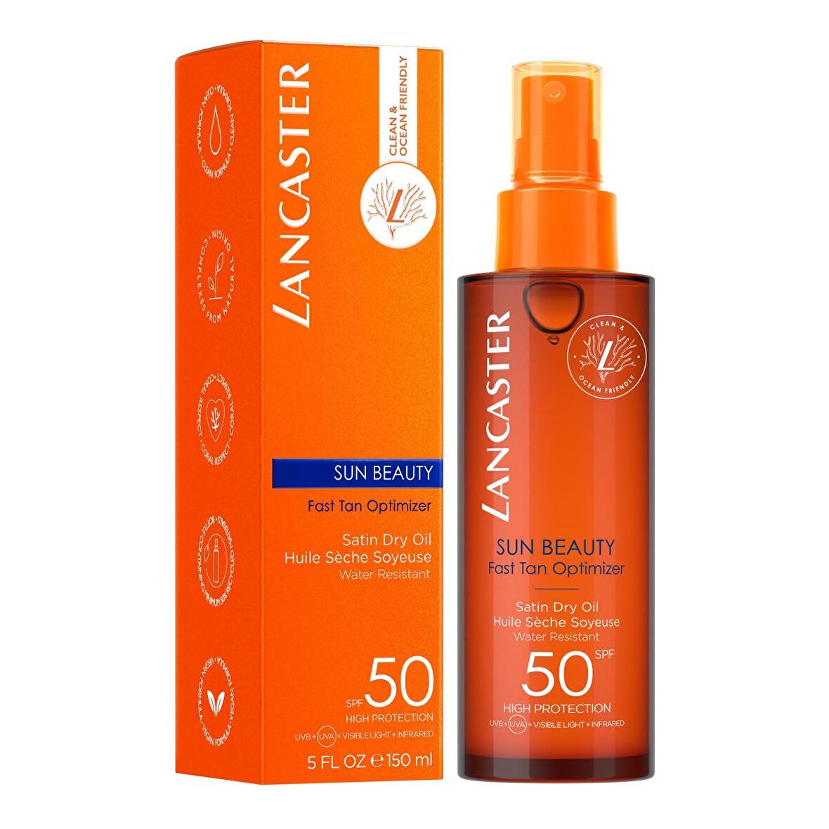 Lancaster Sun Beauty Fast Tan Optimizer Satin Dry Oil SPF50 150 ml Bronzlaşma Yağı