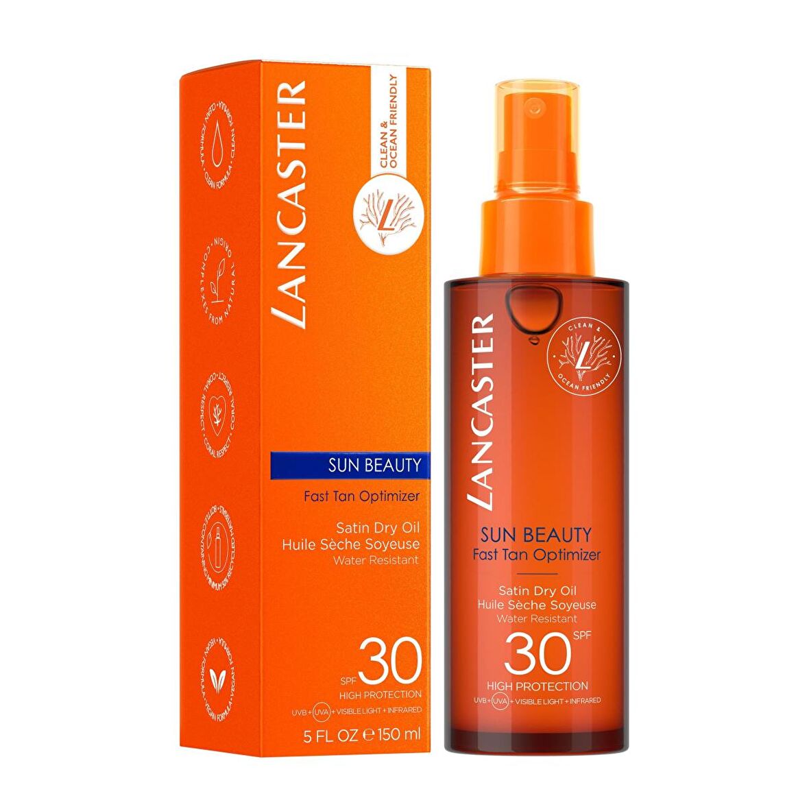 Lancaster Sun Beauty Fast Tan Optimizer Satin Dry Oil SPF30 150 ml Bronzlaşma Yağı