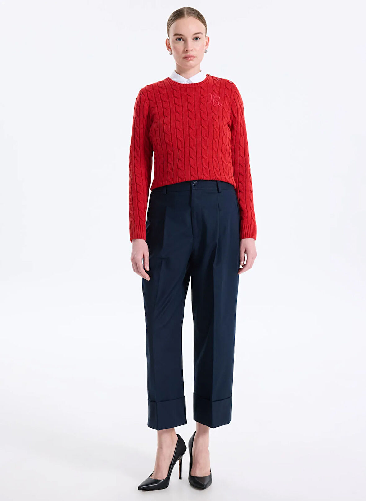 Lauren Ralph Lauren Yüksek Bel Standart Lacivert Kadın Pantolon 200871814