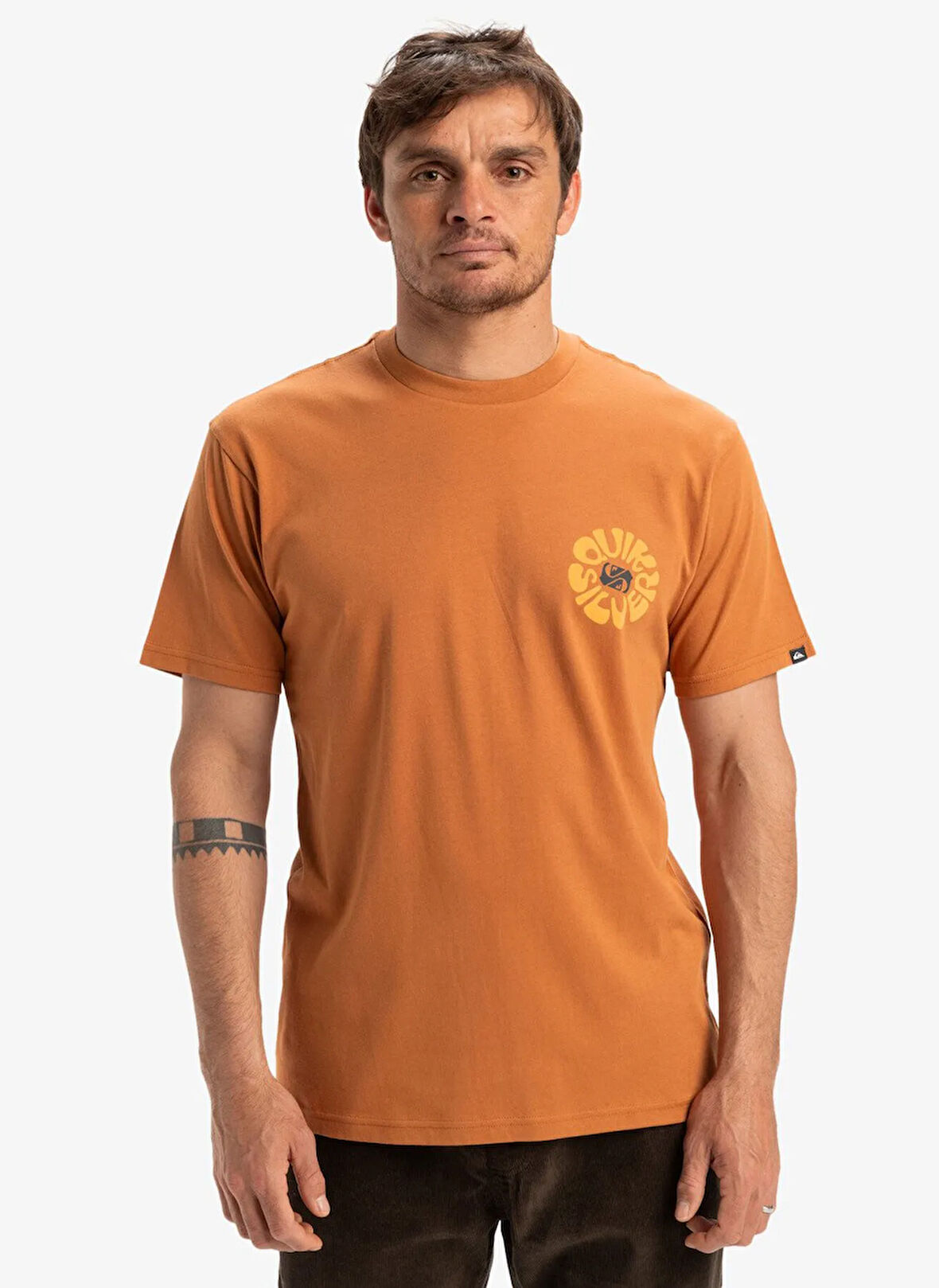 EQYZT08036 EVO ROADS END SS Kahve Bisiklet Yaka Oversized Baskılı Erkek T-Shirt