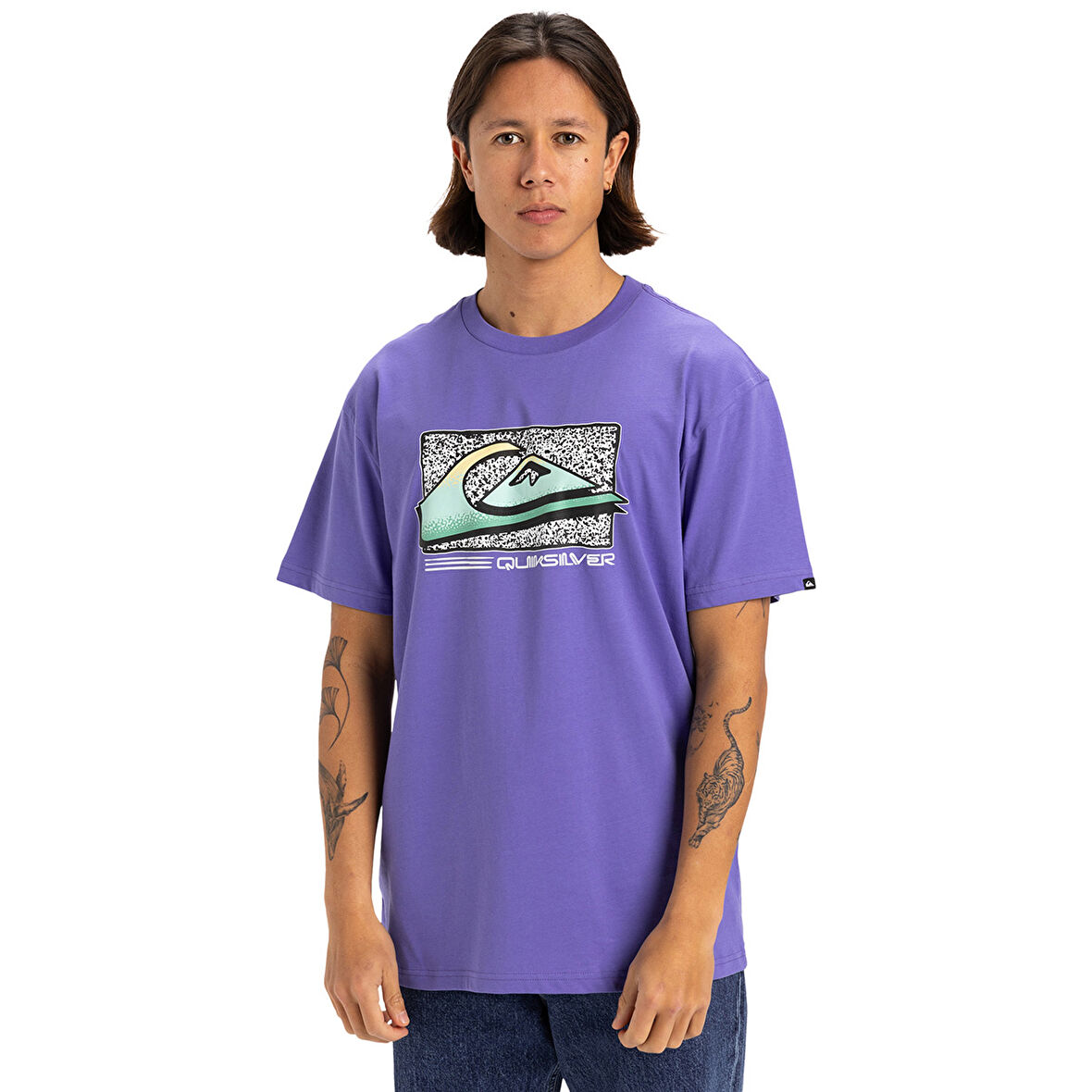 Retro Fade Erkek Mor Günlük Stil T-Shirt EQYZT08058-PMG0