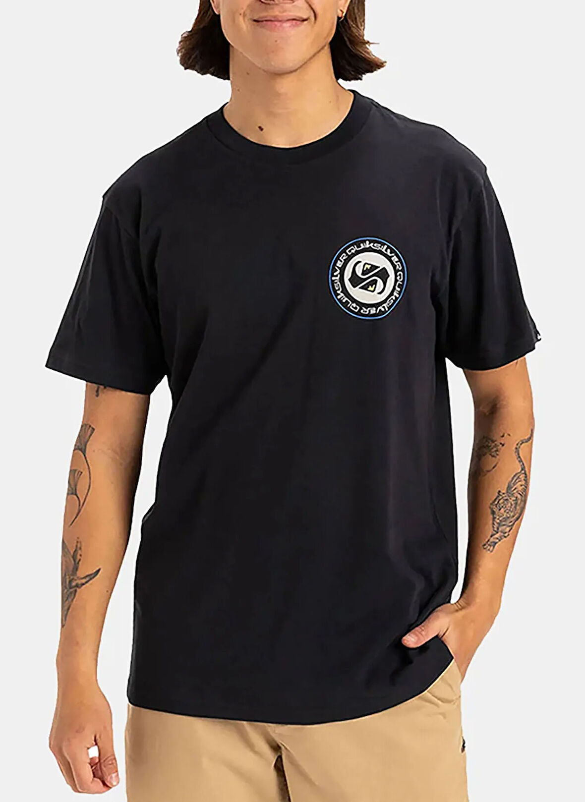 EQYZT08054 CIRCLE BACK SS Siyah Bisiklet Yaka Normal Kalıp Erkek T-Shirt