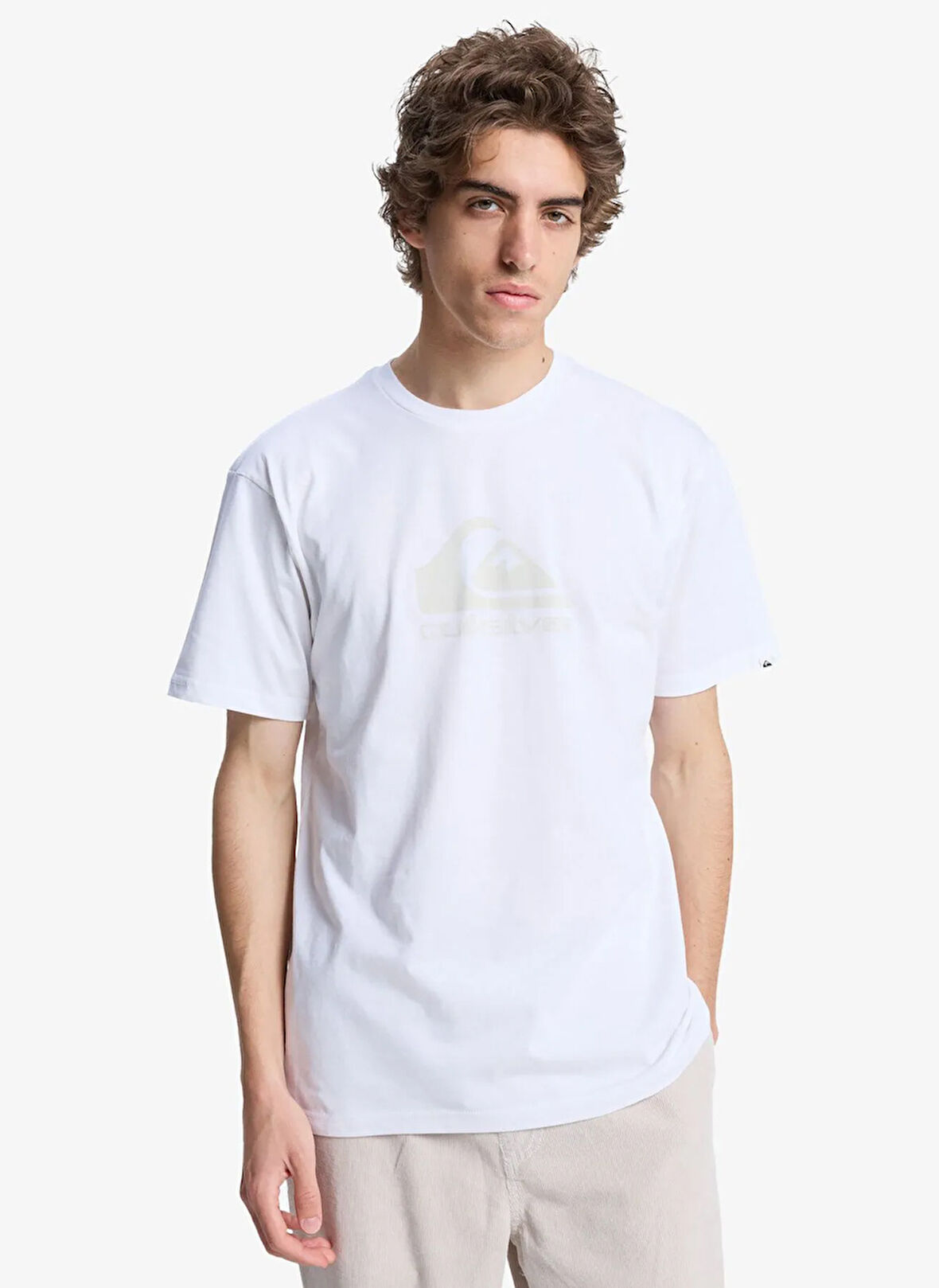 EQYZT08056 SKULL LINES SS Beyaz Bisiklet Yaka Normal Kalıp Baskılı Erkek T-Shirt