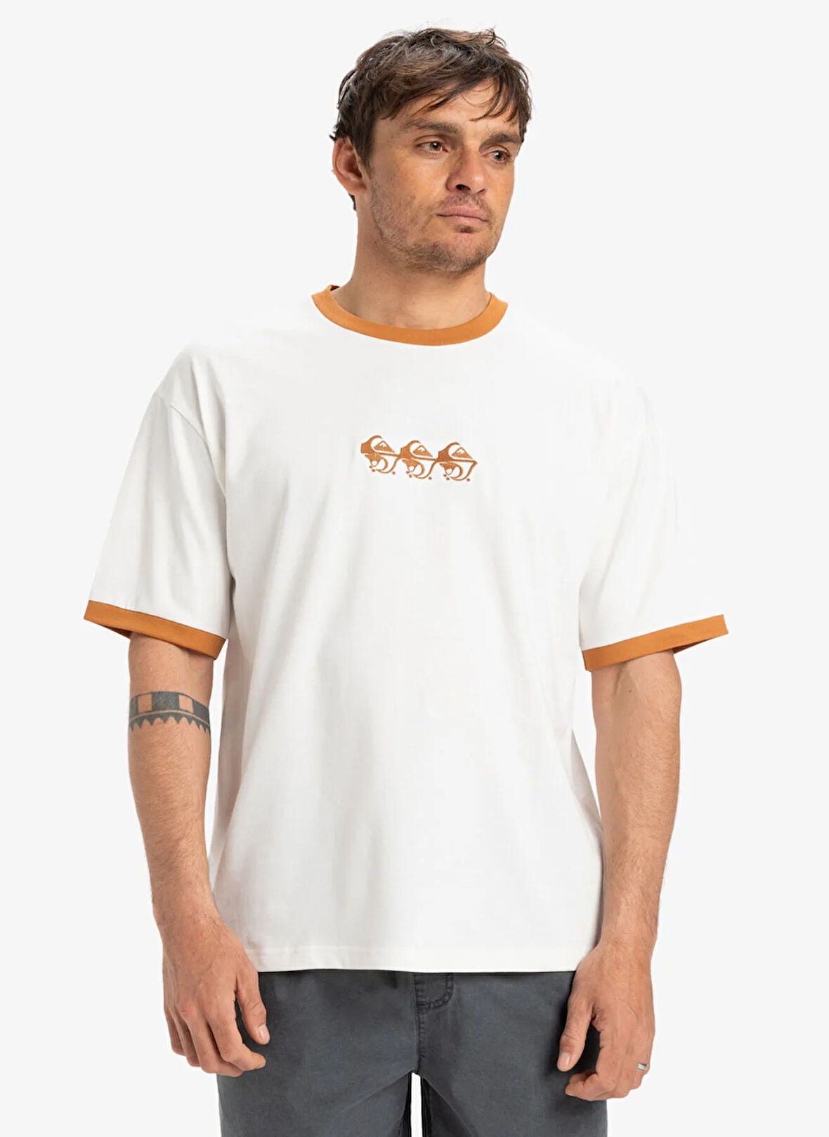 EQYZT08019 TICKET TO THE BEACH RIN Beyaz Bisiklet Yaka Oversized Baskılı Erkek T-Shirt
