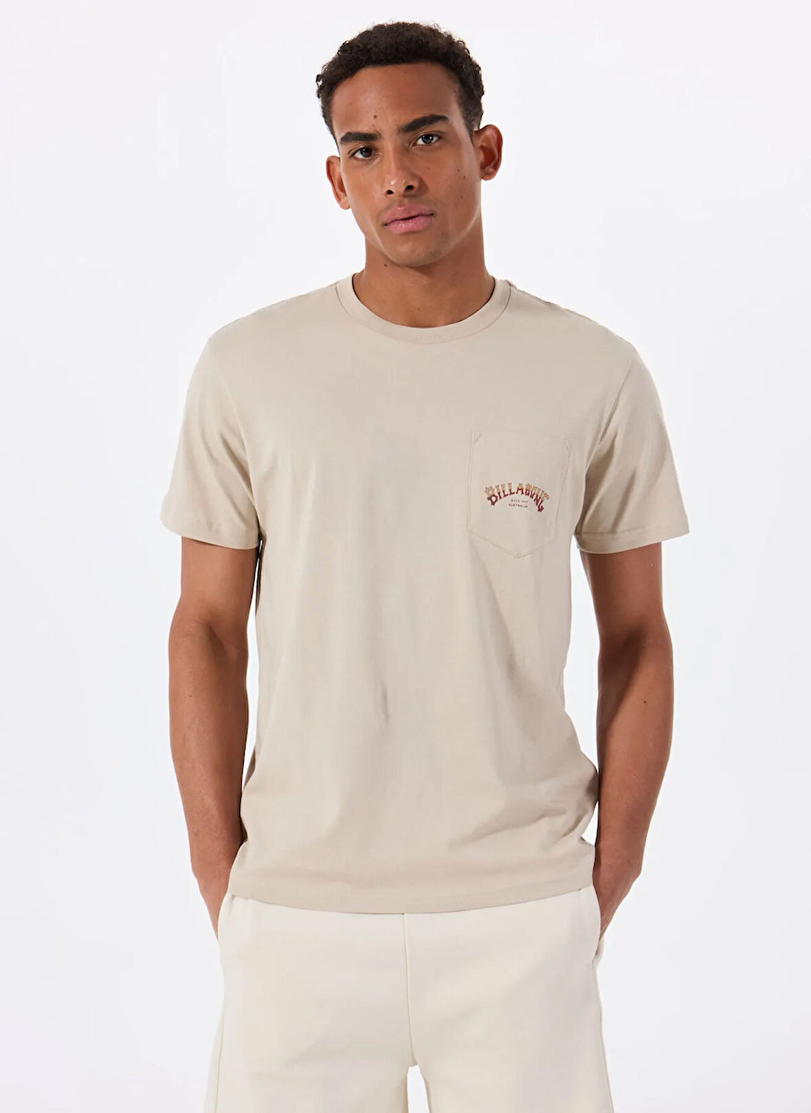 Billabong STACKED ARCH PKT EBYZT00175 Bej Bisiklet Yaka Regular Fit Düz Erkek T-Shirt