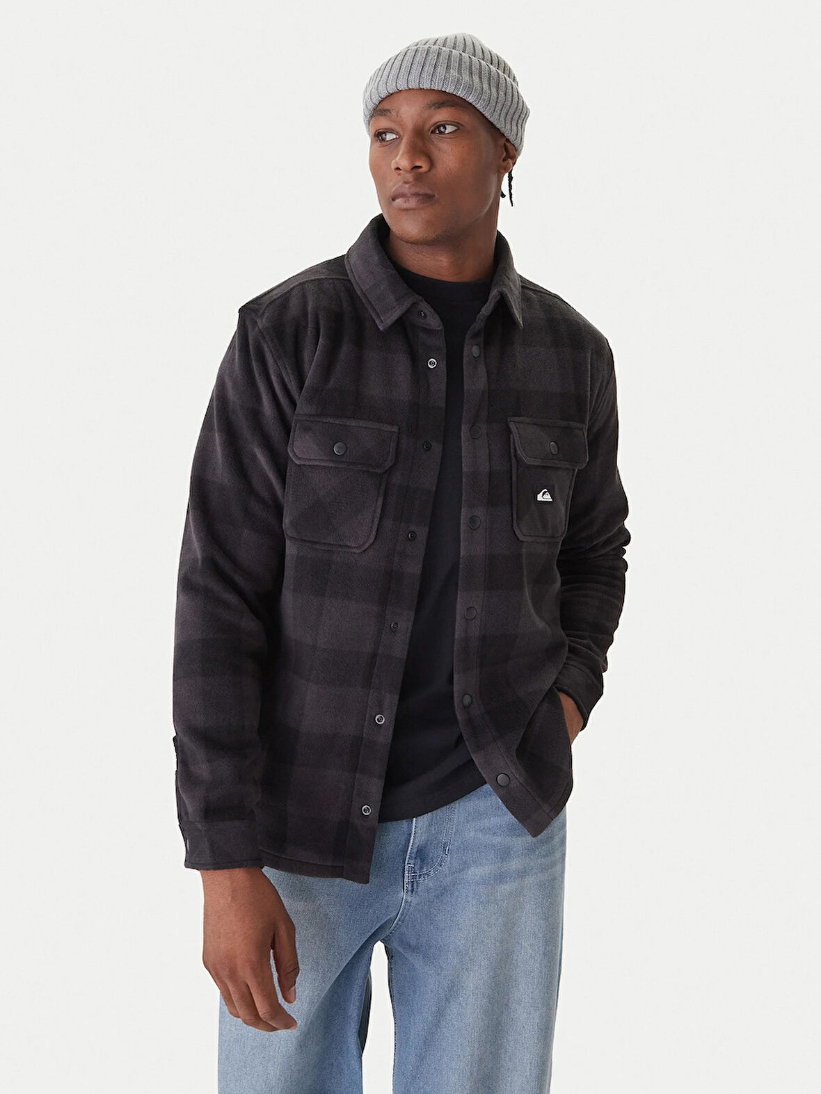 Quıksılver Berıng Straıt Check Shırt Anthracite - Pattern_1 Erkek Polar Ceket Eqypf03075-6454
