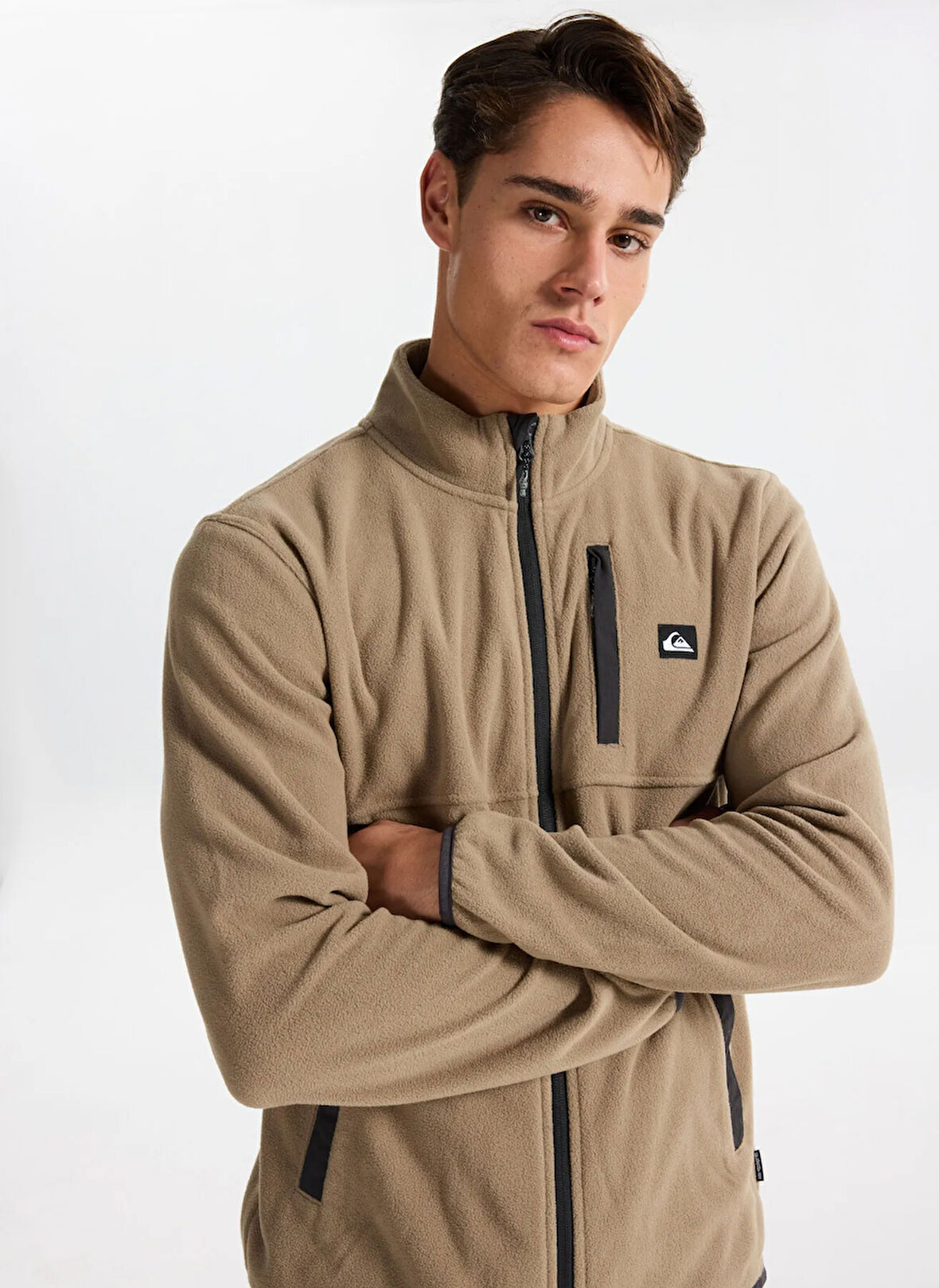 Quiksilver EQYPF03071-NO DESTINATION FZ Kahve Dik Yaka Normal Düz Erkek Polar Sweatshırt