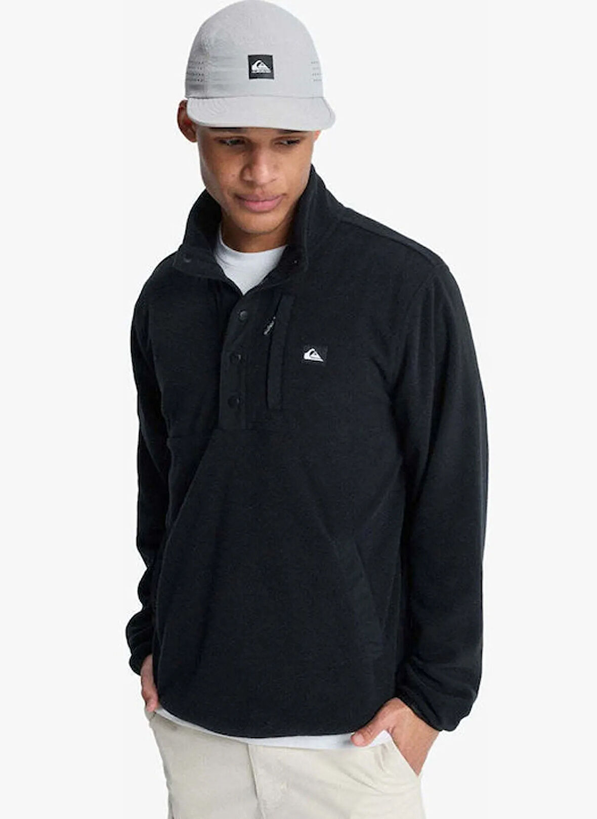 Quiksilver EQYPF03072-NO DESTINATION HS Siyah Dik Yaka Normal Desenli Erkek Polar Sweatshırt