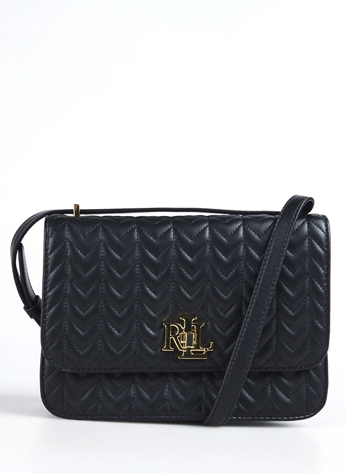 Lauren Ralph Lauren Deri Siyah Kadın Omuz Çantası 431966768003