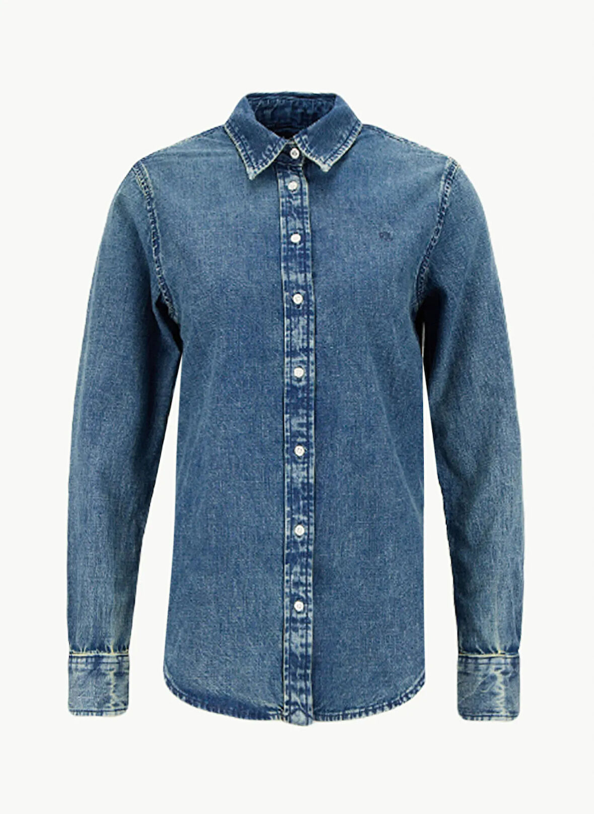 Lauren Ralph Lauren Standart Gömlek Yaka Düz Mavi Kadın Gömlek 200971084