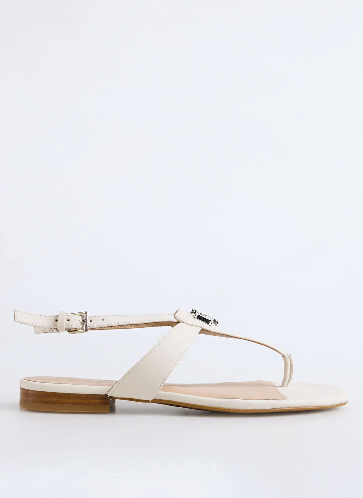 Beyaz Deri  Kadın Sandalet