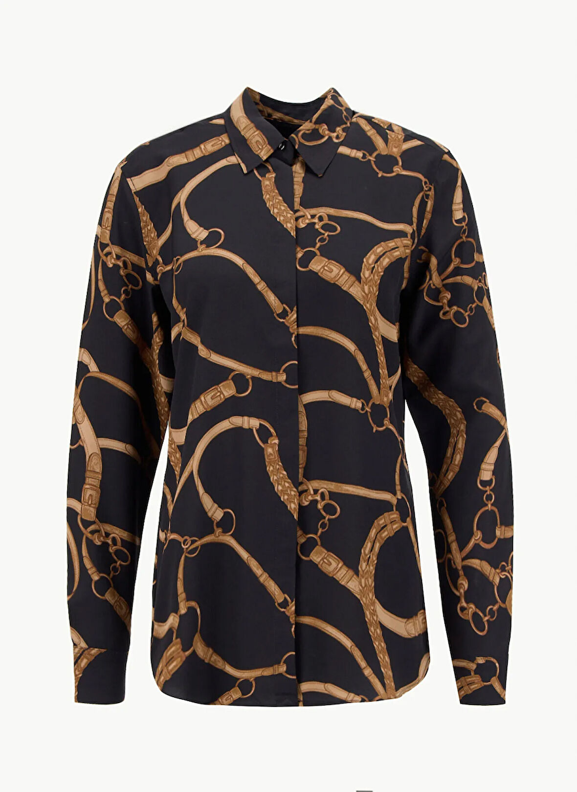 Lauren Ralph Lauren Standart Gömlek Yaka Desenli Siyah Kadın Gömlek 200970823