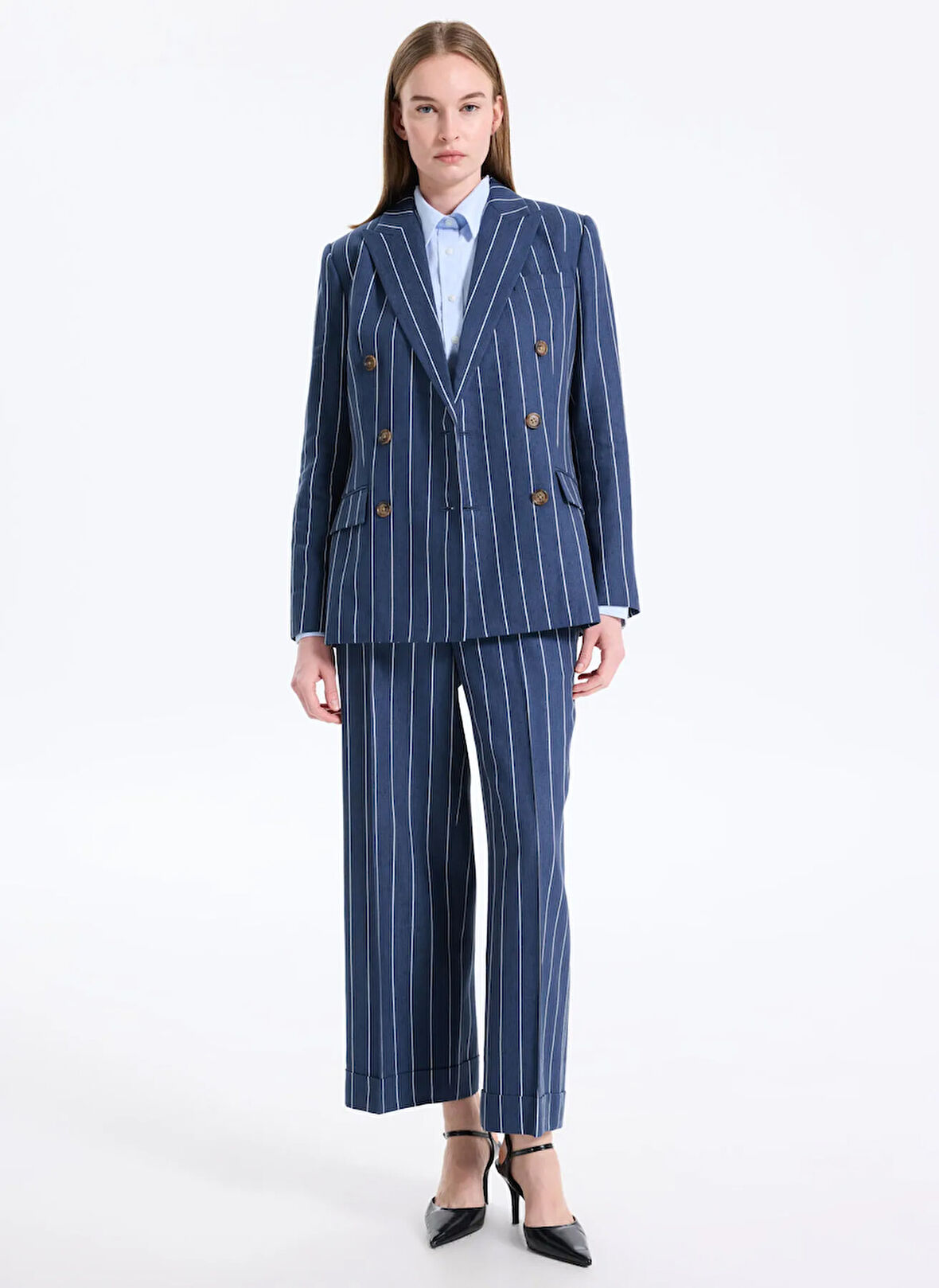 Lauren Ralph Lauren Yüksek Bel Düz Paça Standart Lacivert Kadın Denim Pantolon 200978536