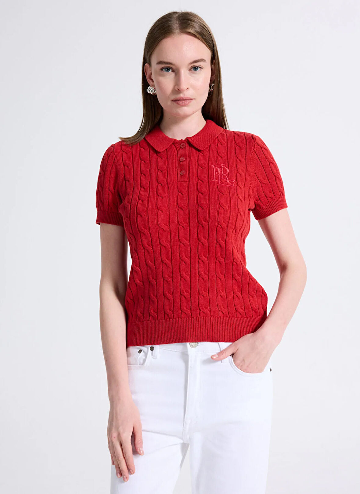 Lauren Ralph Lauren Yuvarlak Yaka Standart Düz Kırmızı Kazak Kadın 200932224