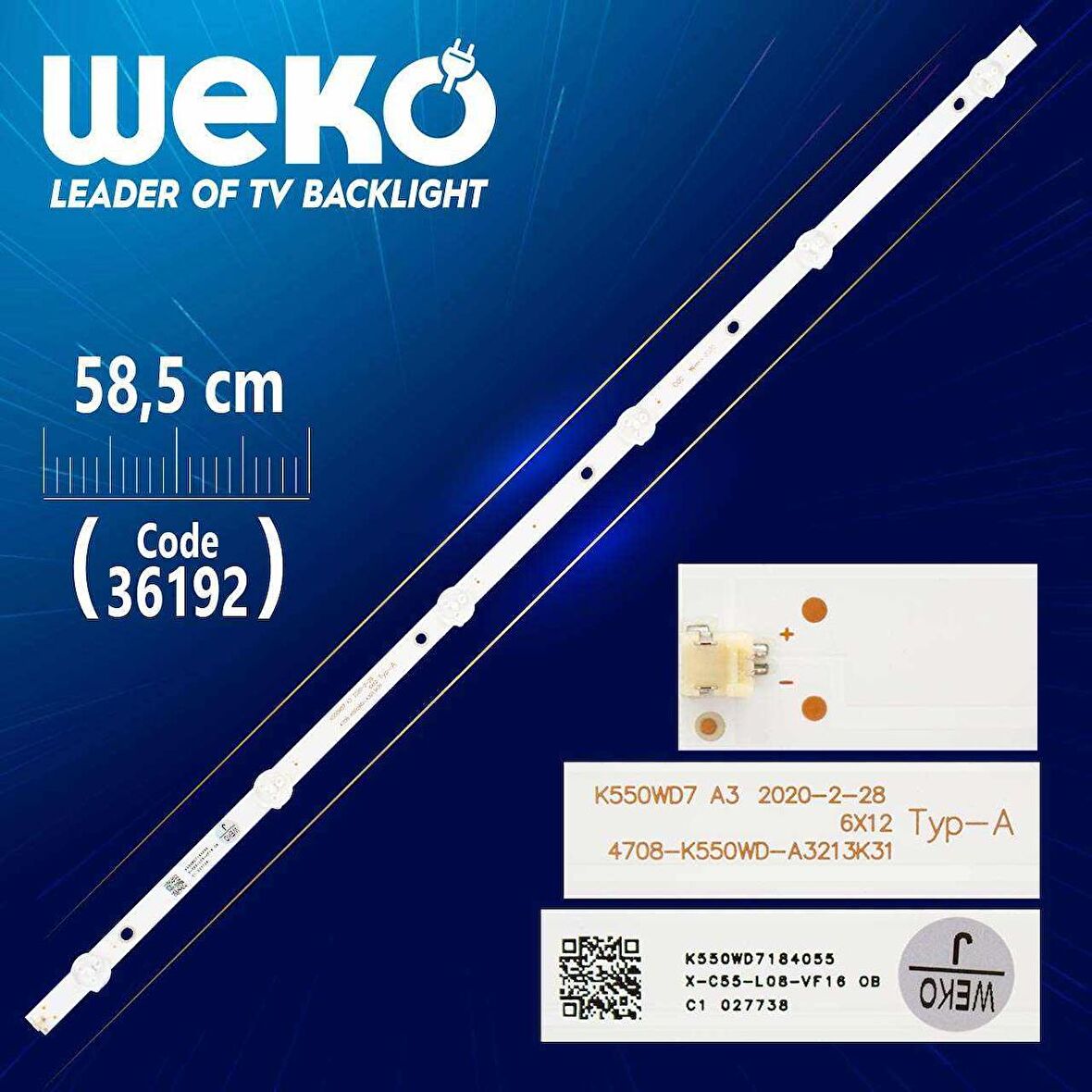 K550WD7 A3 6X12 TYP-A 4708-K550WD-A3213K31 6 LEDLİ 58.5 CM