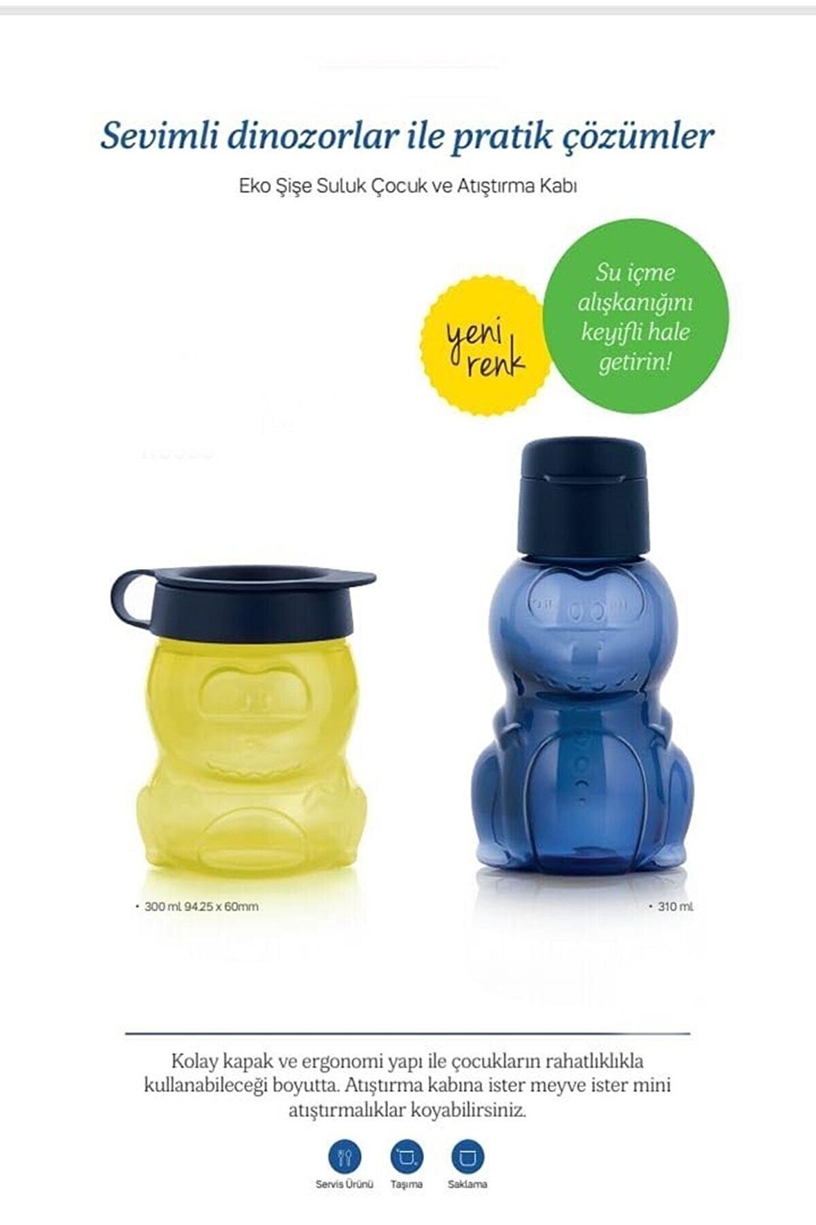 Tupperware Eko Şişe 350ml Suluk Çocuk Ve 300 ml Atıştırma Kabı