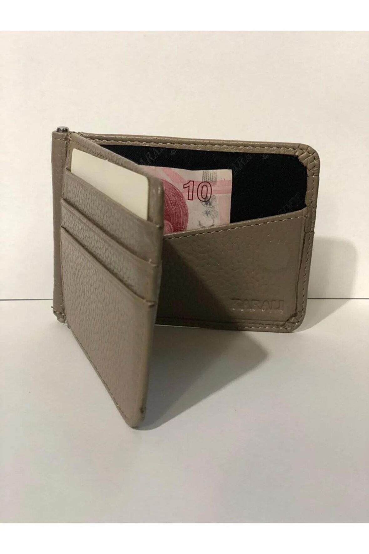 Karali Deri Kartlık Ve Para Bölmeli Hakiki Deri Cüzdan