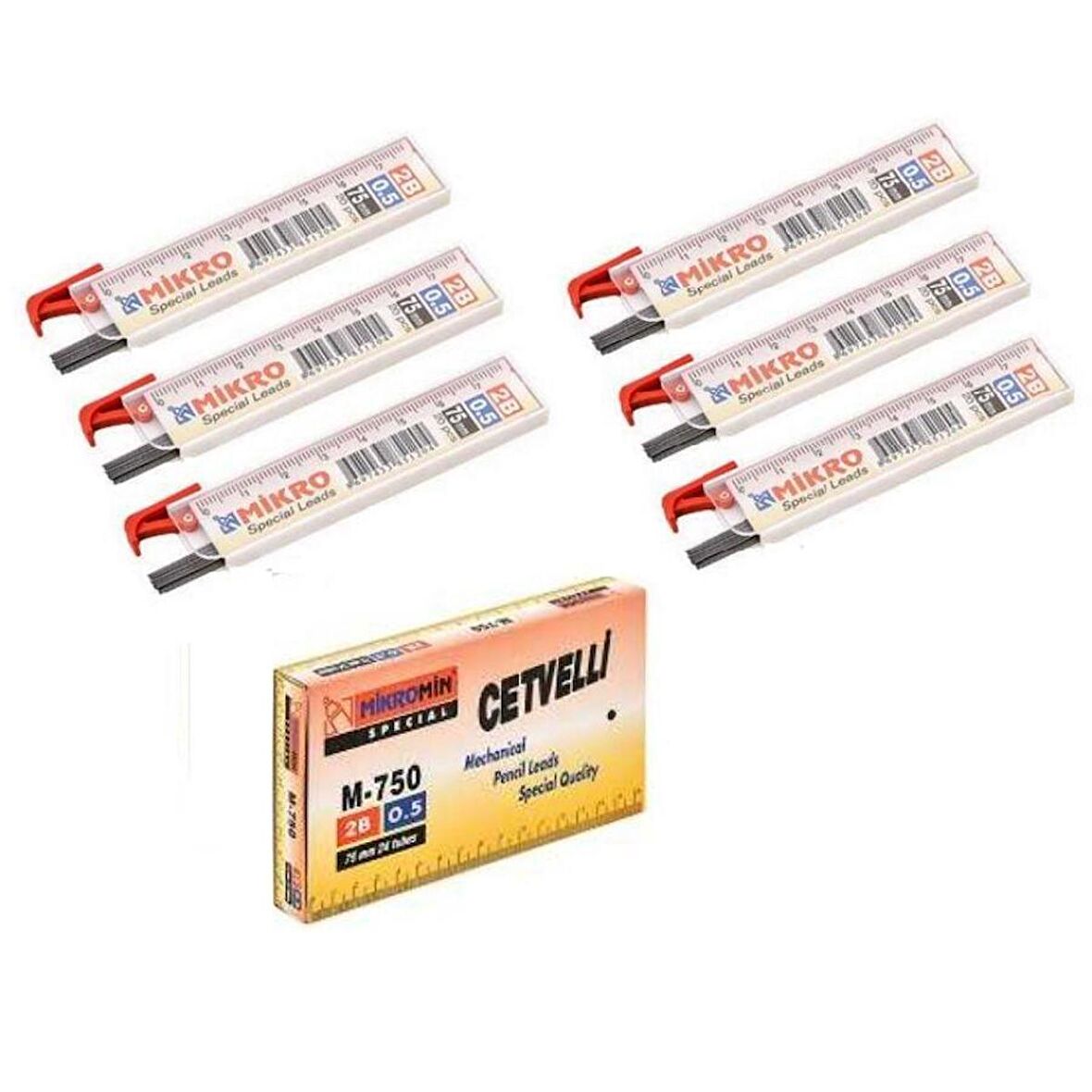 Min 0.5 Mm Cetvelli Kalem Ucu 75 Mm Mikro Uç 6 Adet