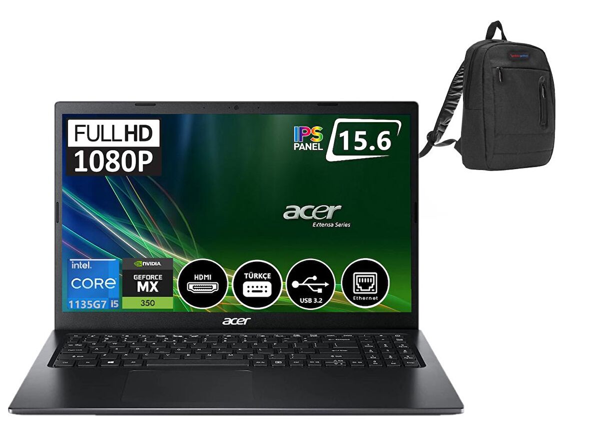Acer Extensa EX215-54G İntel Core i5 1135G7 12gb 2tb SSD MX350 2 GB Freedos 15.6" FHD Taşınabilir Bilgisayar NXEGHEY00306+ZettaUsbBellek