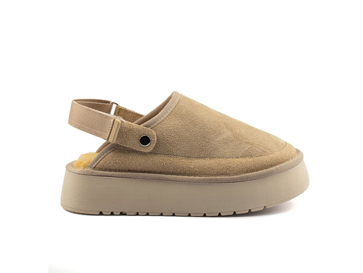 Canberra Kışlık Kadın Ayarlanabilir Kürk Detaylı Yüksek Taban Slipper