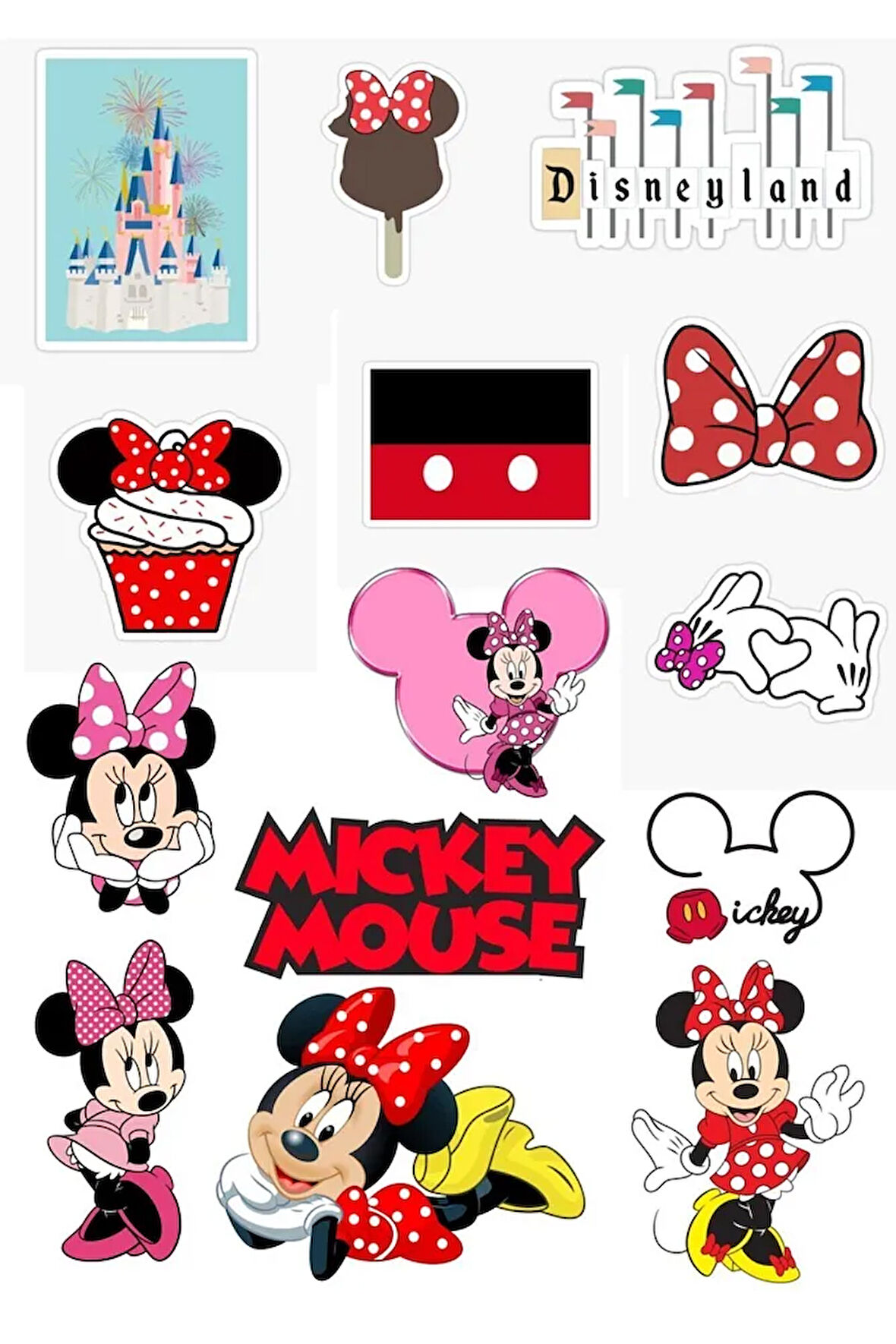 Mickey Mouse -Disney Baskılı  Özel Tasarım Sticker Seti 14'lü