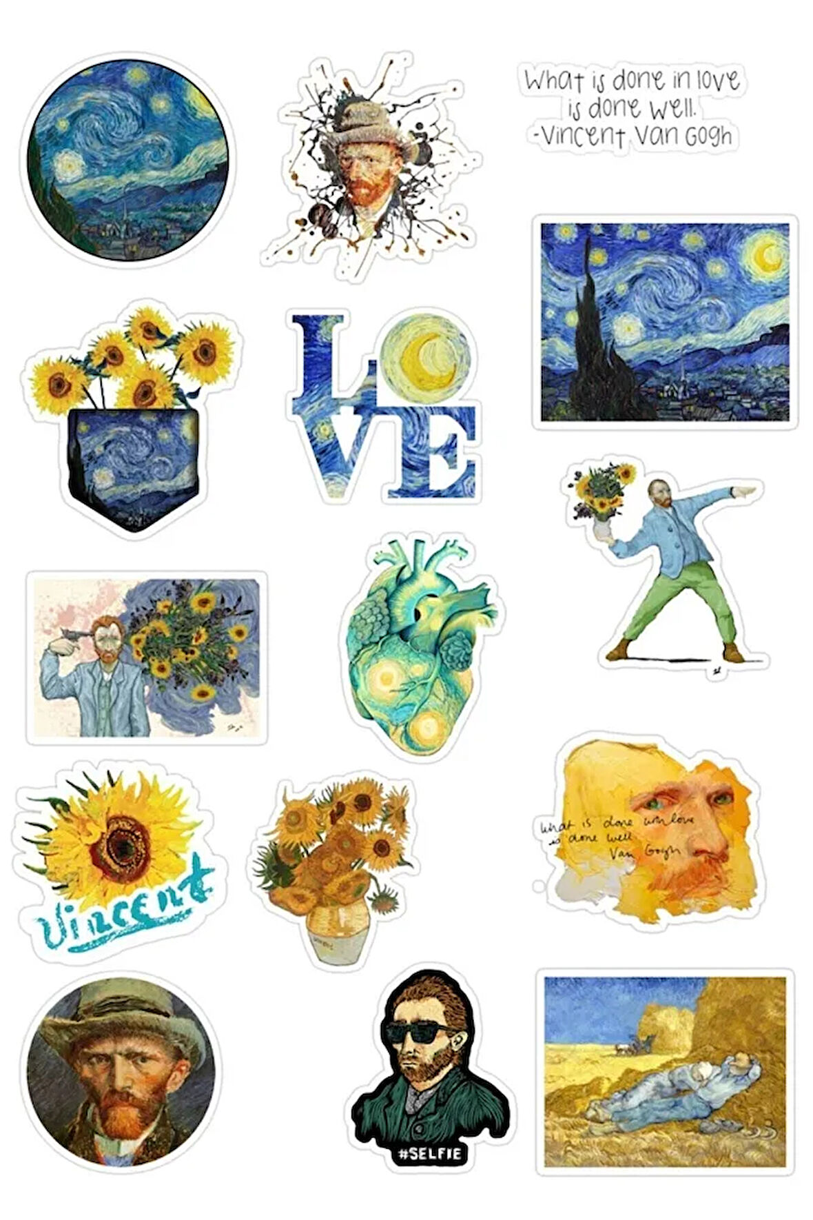 Van Gogh Sticker Seti Telefon Bilgisayar Ve Diğer Yüzeylere Uygun