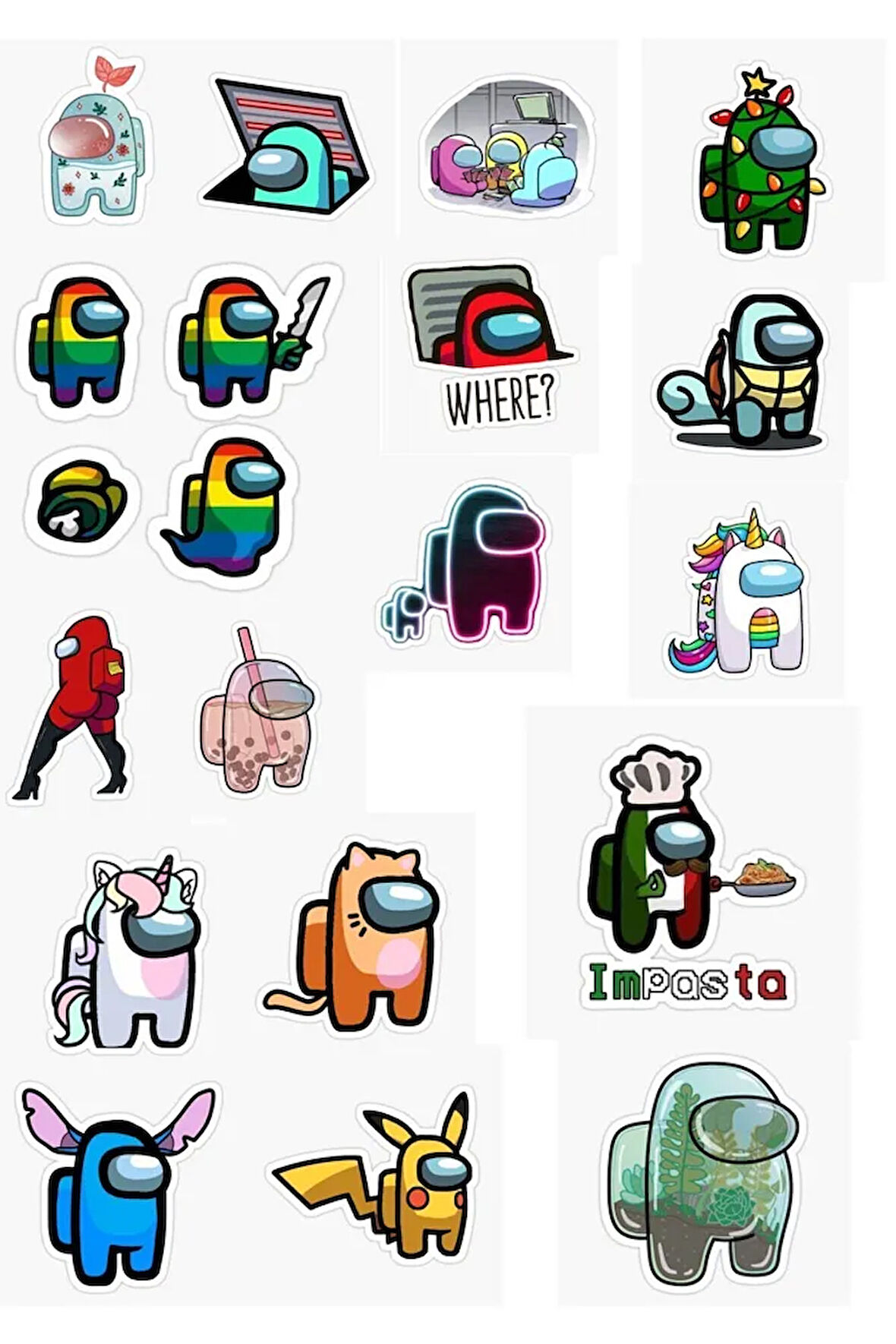 Amongus 20'li Özel Tasarım Premium Sticker Seti